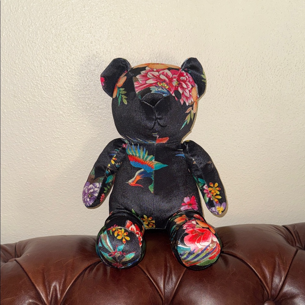 Johnny Was Black Floral Teddy Bear